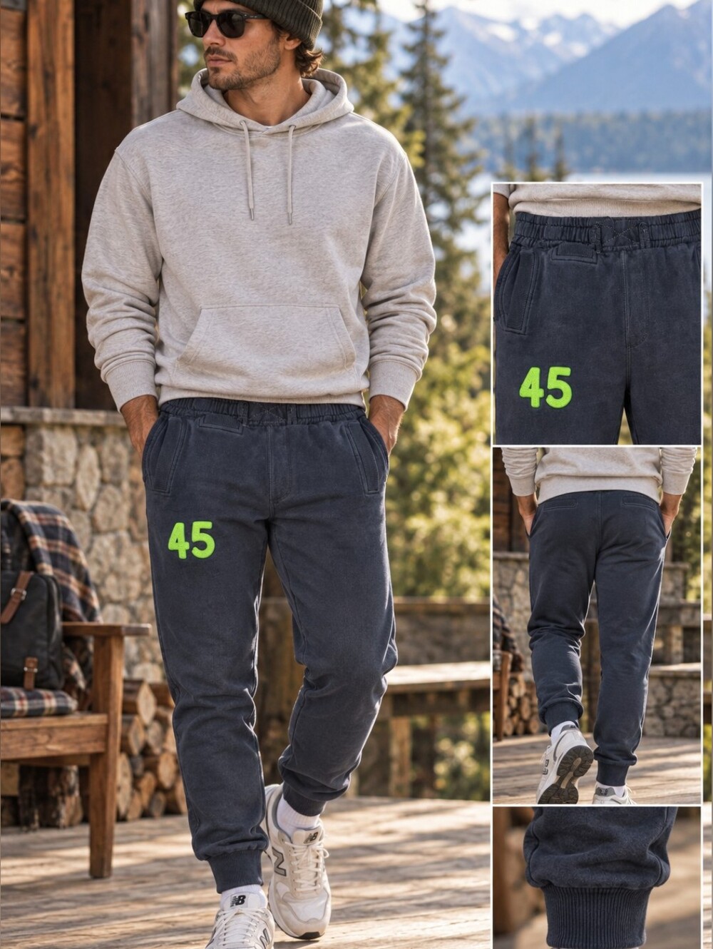 SuperDry Vintage Offset Jogger Pants Small Navy Neon 45 Embroidered Sweatpants